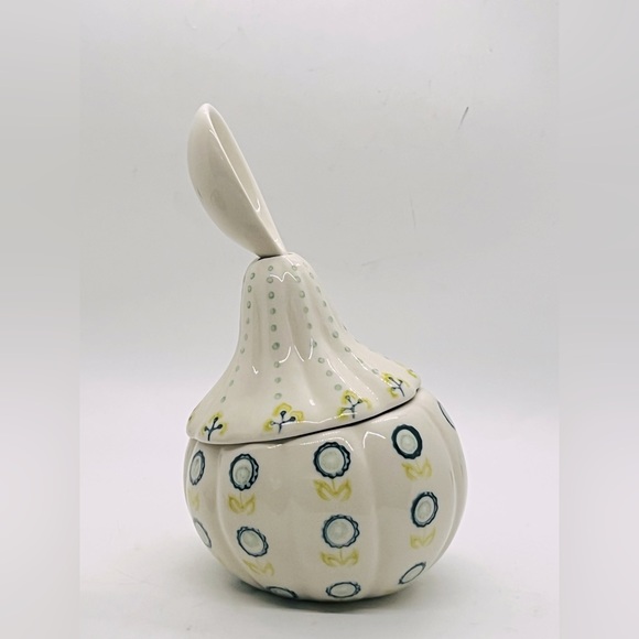 Anthropologie Other - Anthropologie Gourd Pear Pumpkin Shaped Sugar Bowl and Spoon Floral Print